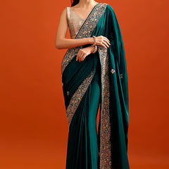 Peacock partywear saree