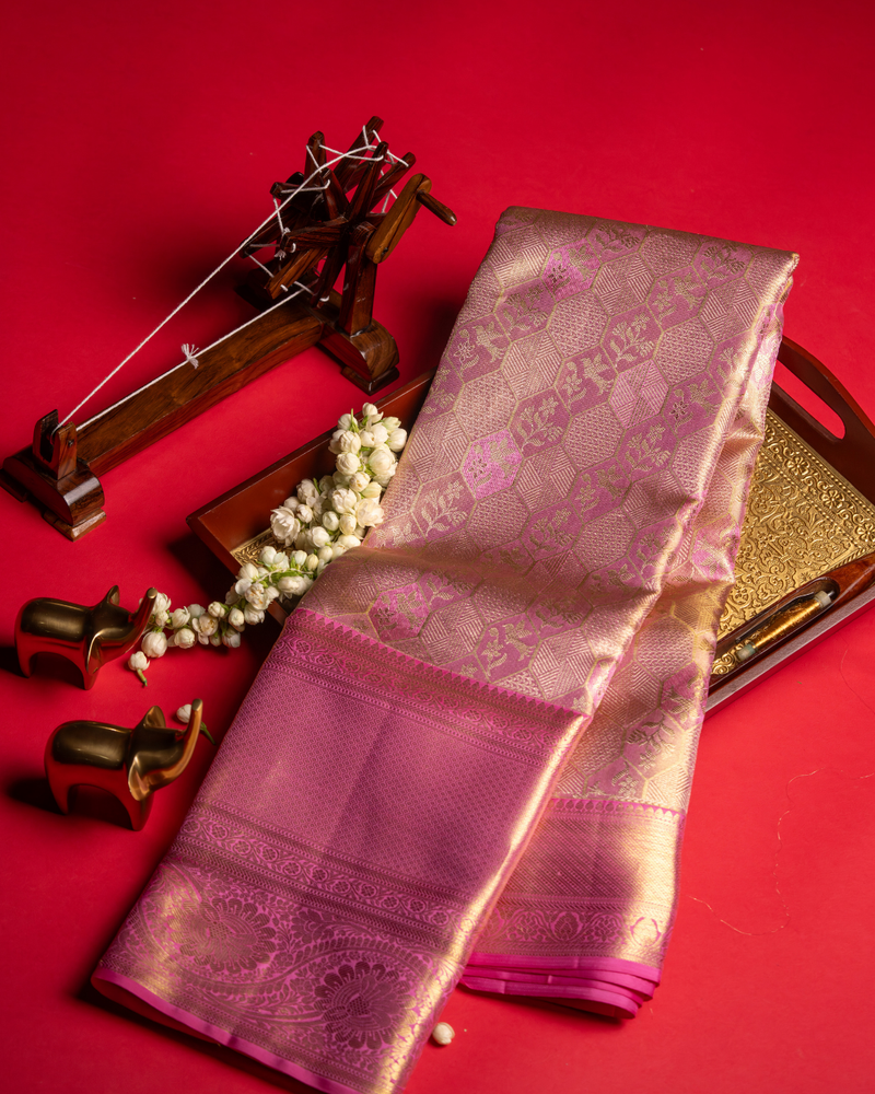 Pink pattu saree