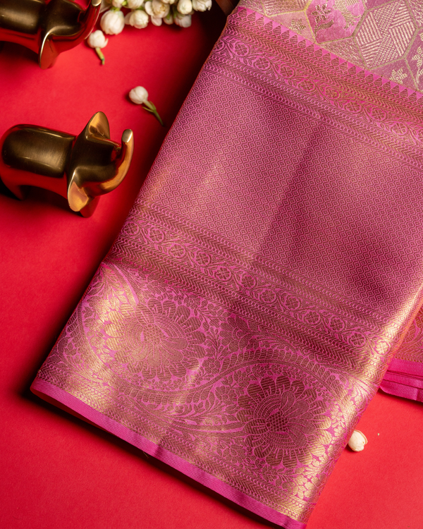 Pink pattu saree