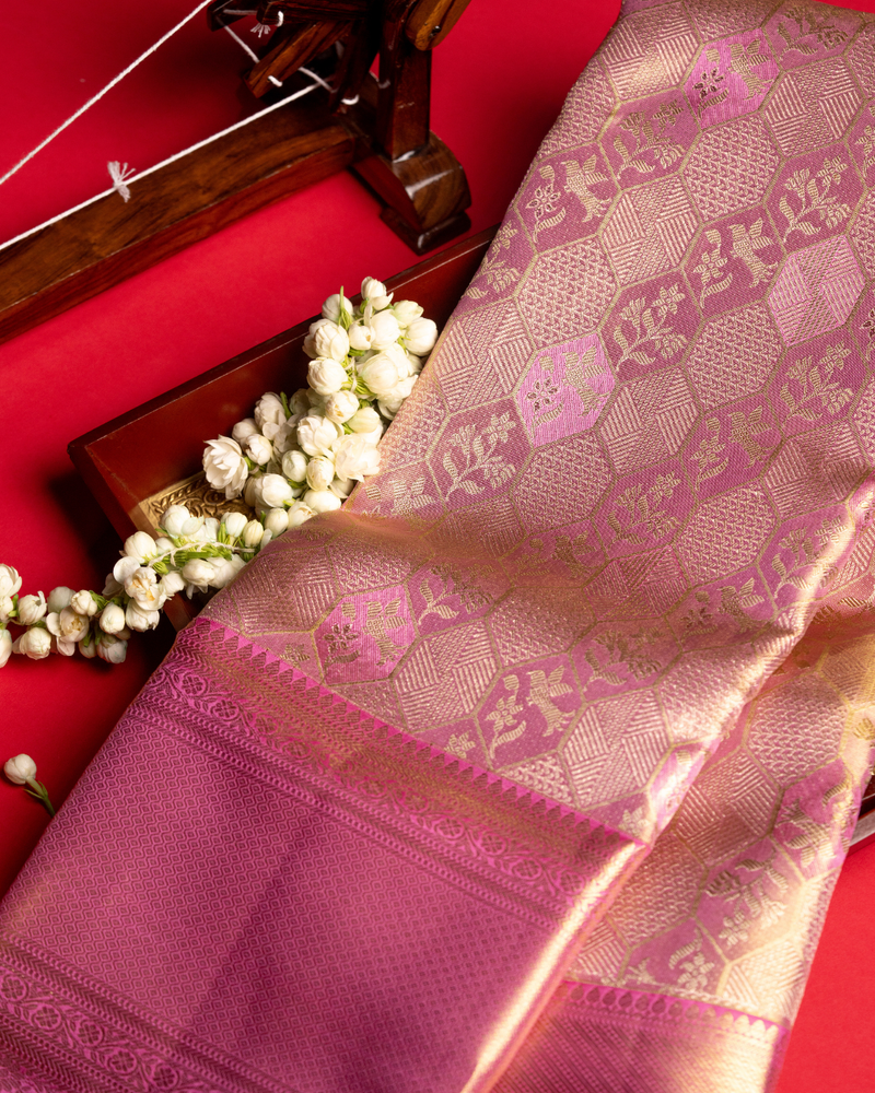 Pink pattu saree