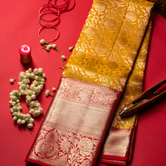 Yellow pattu saree