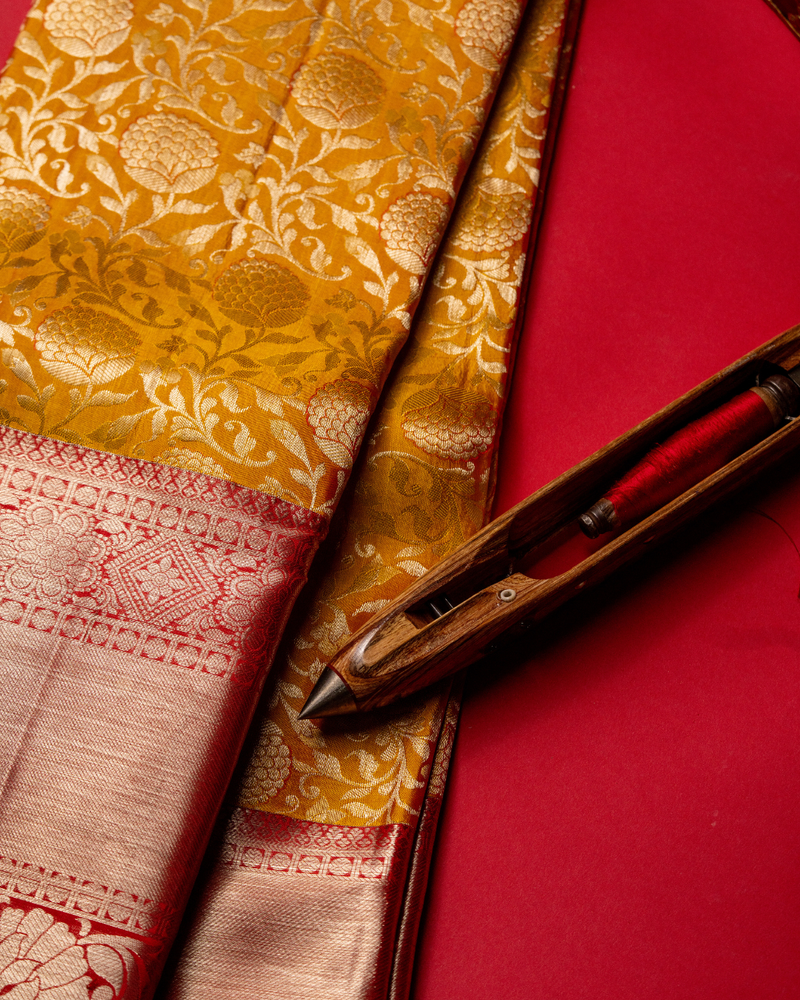 Yellow pattu saree