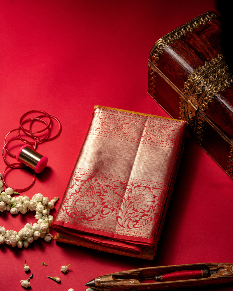 Yellow pattu saree