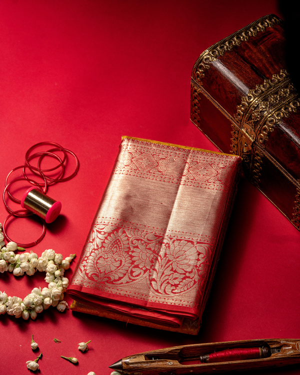 Yellow pattu saree