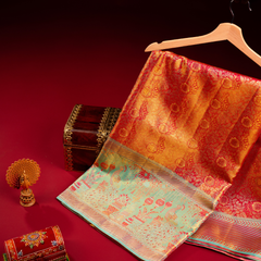 Orange fancy pattu saree