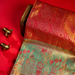 Orange fancy pattu saree