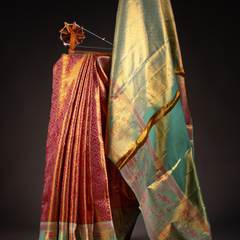 Orange fancy pattu saree