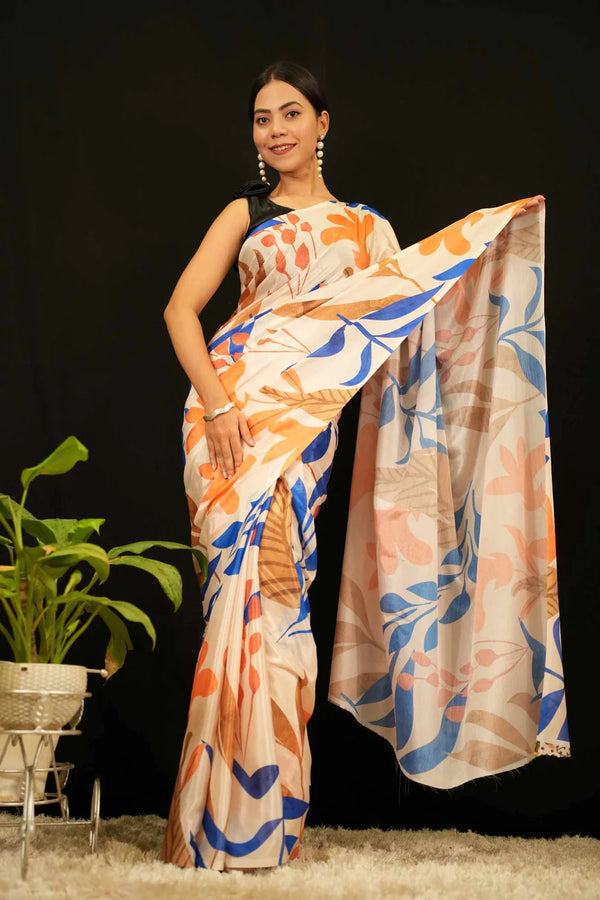 Yellow floral sarees