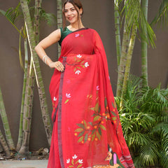 Red saree causal