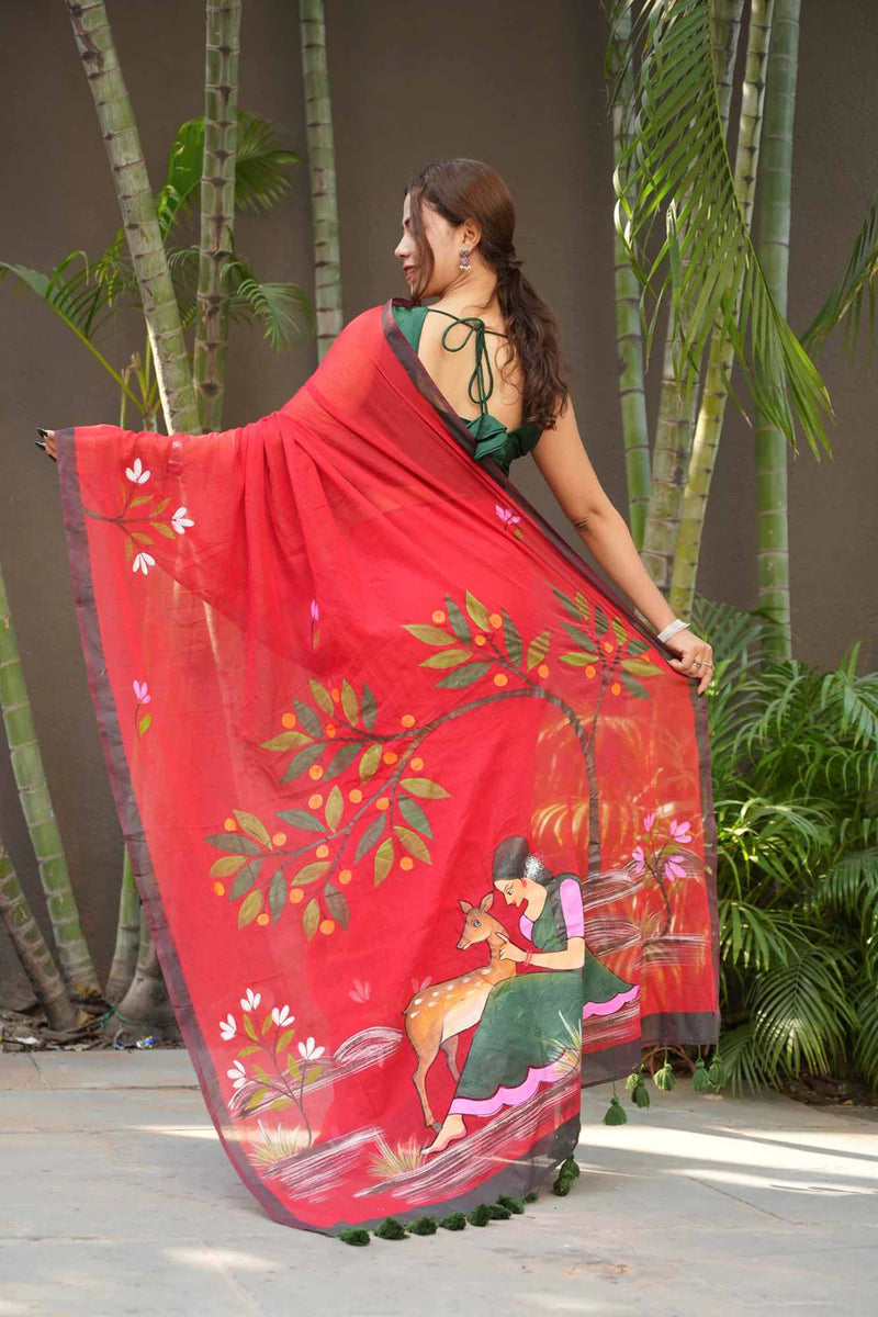 Red saree causal