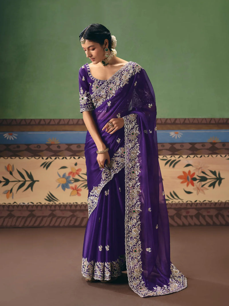 Blue party wear sarees