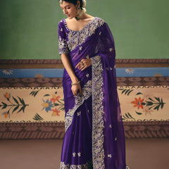 Blue party wear sarees