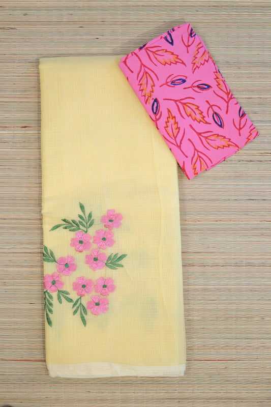Yellow Silk cotton saree