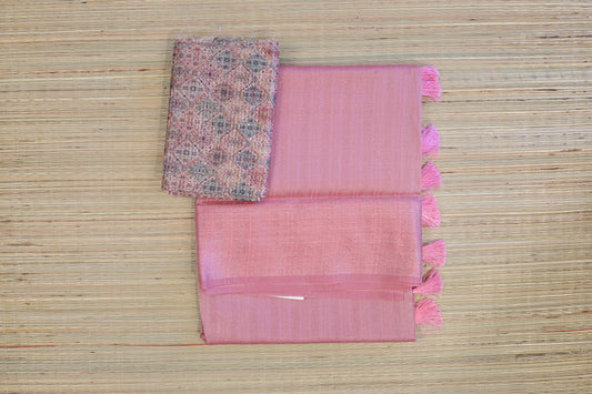 Pink glass tissue saree