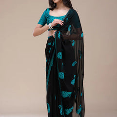 Blue and Black saree
