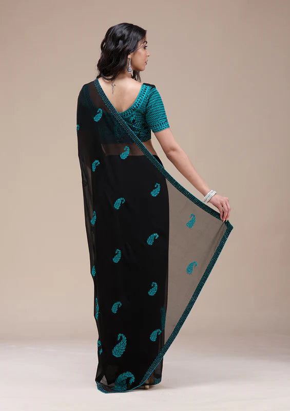 Blue and Black saree