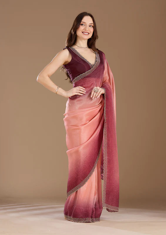 Dual colour tone saree