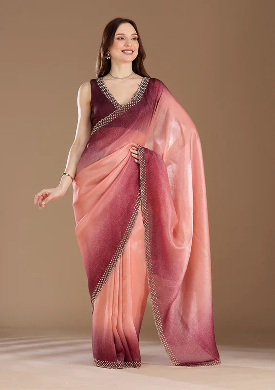 Dual colour tone saree