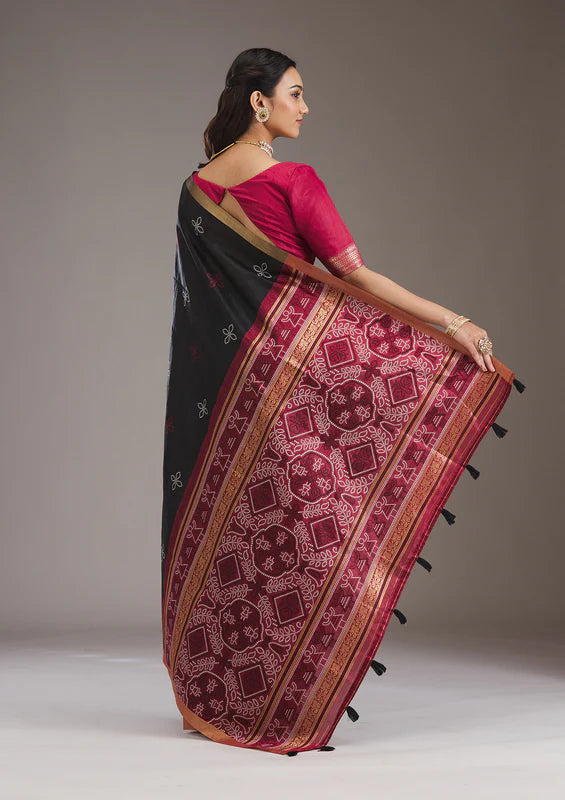 Black saree with border